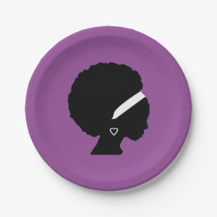 Afro Hair Lila Pappteller