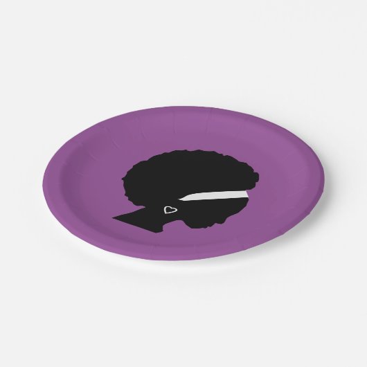 Afro Hair Lila Pappteller (Schrägansicht)