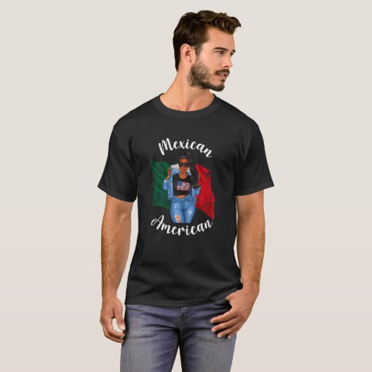 Afro Halb-Amerikanerin, mexikanische Frau T-Shirt (Vorne ganz)