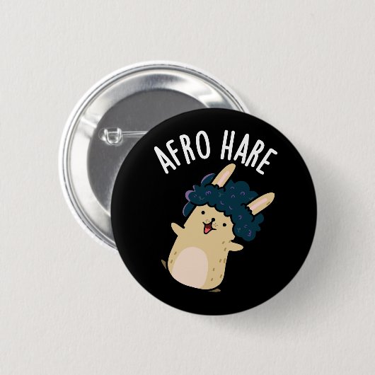 Afro Hare Funny Rabbit mit Afro Puck Dark BG Button (Vorne & Hinten)
