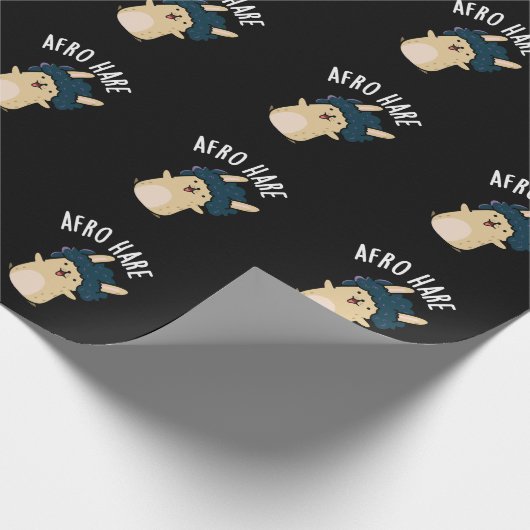 Afro Hare Funny Rabbit mit Afro Puck Dark BG Geschenkpapier (Ecke)