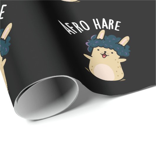 Afro Hare Funny Rabbit mit Afro Puck Dark BG Geschenkpapier (Rolleneckpunkt)