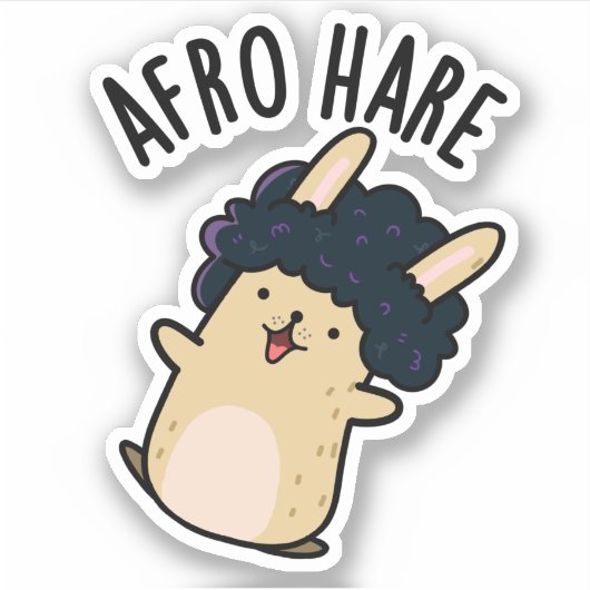 Afro Hare Funny Rabbit mit Afro Puff Aufkleber (Vorderseite)