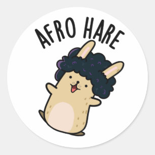 Afro Hare Funny Rabbit mit Afro Puff Runder Aufkleber