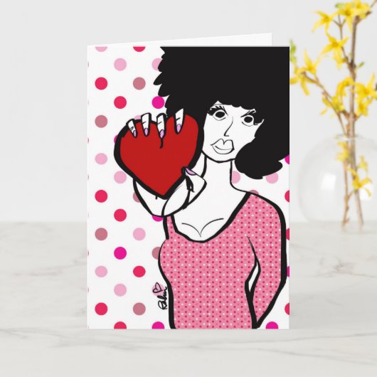 Afro Heart Valentine Karte (Gelbe Blume)