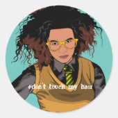 Afro-irische Schülerin sagt: "Touch meine Haare ni Runder Aufkleber (Vorderseite)