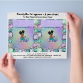 Afro Jewel Mermaid Baby Shower Candy Bar Wrappers Flyer (Hand)