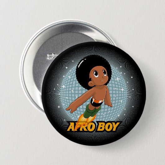 Afro-Junge Button (Vorne & Hinten)