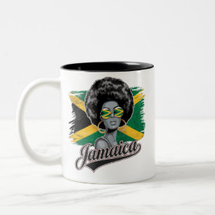 Afro Karibik Woman Jamaica Flag Island Vibe Zweifarbige Tasse