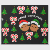 Afro Kinder Schwarzer Junge und Mädchen Zwillinge Geschenkpapier (Flach)