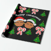 Afro Kinder Schwarzer Junge und Mädchen Zwillinge Geschenkpapier (Ungerollt)