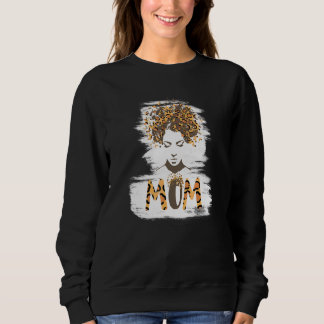 Afro Leopard Butterflies Messy Bun Mama Motheru201 Sweatshirt