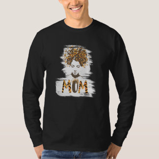 Afro Leopard Butterflies Messy Bun Mama Motheru201 T-Shirt
