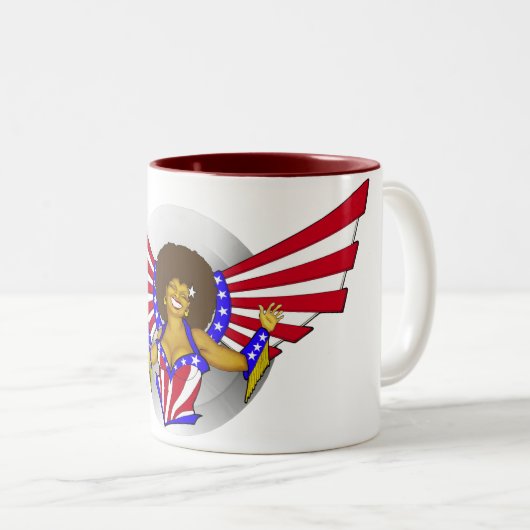 Afro-Liebe-Engels-Tasse Zweifarbige Tasse (VorderseiteRechts)