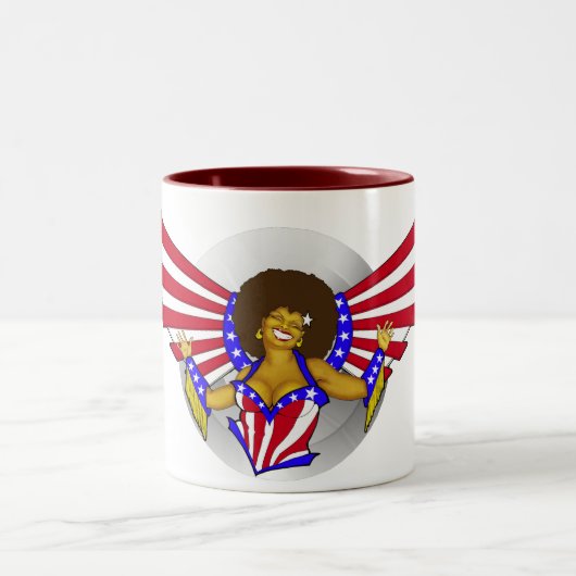 Afro-Liebe-Engels-Tasse Zweifarbige Tasse (Mittel)