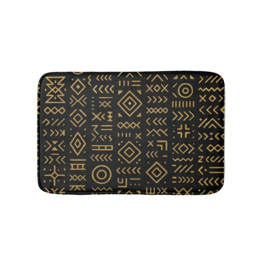 Afro Luxe Black & Gold Tribal Badematte (Vorderseite)