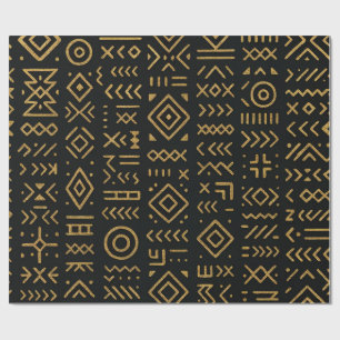 Afro Luxe Black & Gold Tribal Wrapping Paper Geschenkpapier