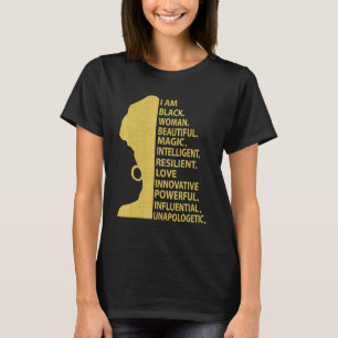 Afro Melanin Ich bin schwarze Frau Beautiful Magic T-Shirt