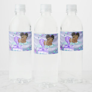 Afro Mermaid Baby Dusche Wasserflaschen Etiketten
