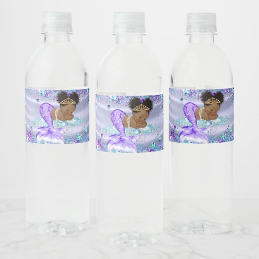 Afro Mermaid Baby Dusche Wasserflaschen Etiketten (Flaschen)