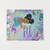 Afro Mermaid Baby Shower Banner Hintergrund Wandteppich (Vorderseite (Horizontal))