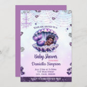 Afro Mermaid Baby Shower Einladung (Vorne/Hinten)