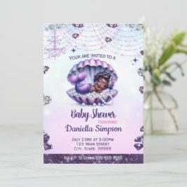 Afro Mermaid Baby Shower Einladung