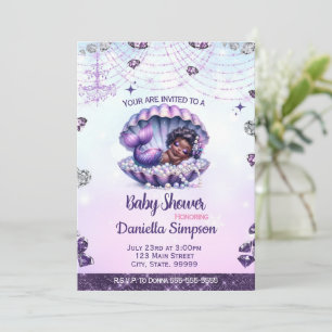 Afro Mermaid Baby Shower Einladung