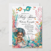 Afro Mermaid Baby Shower Einladung (Vorderseite)
