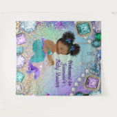 Afro Mermaid Babydusche Hintergrund Wandteppich (Vorderseite (Horizontal))