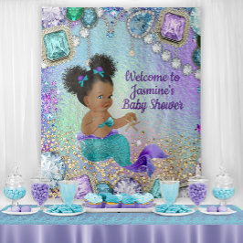 Afro Mermaid Babydusche Hintergrund Wandteppich