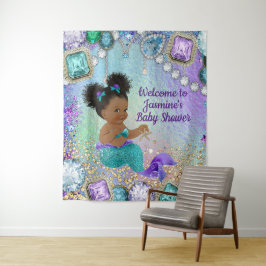 Afro Mermaid Babydusche Hintergrundbanner Wandteppich