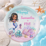 Afro mermaid Birthday Party - Under the Sea Splish Pappteller<br><div class="desc">Add a special touch to your table with these Afro mermaid paper plates, accompanied by a cute turquoise octopus and colorful sea creatures; they are the perfect combination of magic and fantasy. Ideal for a "Let's Be Mermaids" birthday party, a tropical ocean-themed party, an Under the Sea Mermaid birthday, a...</div>