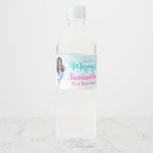 Afro mermaid Birthday Party - Under the Sea Splish Wasserflaschenetikett (Vorderseite)