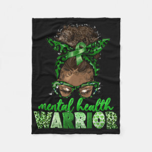 Afro Messy Bun Leopard Green Ribbon psychische Ges Fleecedecke