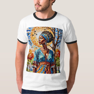 Afro Mosaic Sun Queen Fall T - Shirt