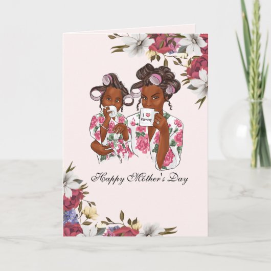 Afro Mother and Daughter Day Card Dankeskarte (Vorderseite)