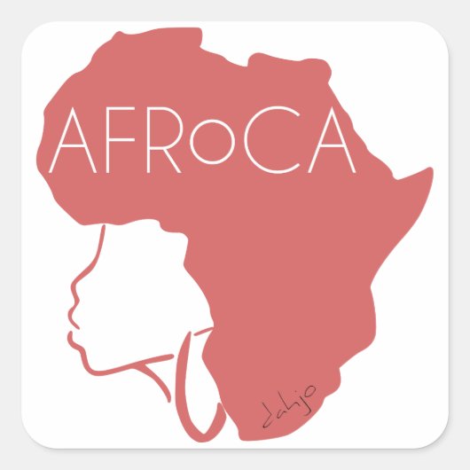 Afro Natural Black Hair Quadratischer Aufkleber (Vorderseite)