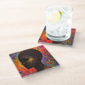 Afro Nebula Flüstern – Feier der schwarzen Geschic Glasuntersetzer (Schrägansicht)