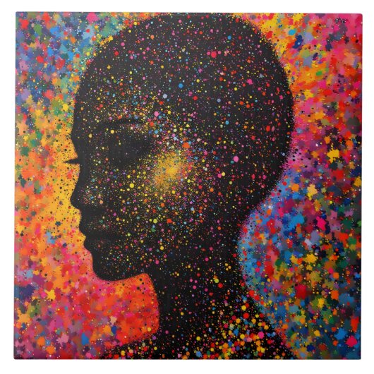 Afro Nebula Whisper – Black History Celebration Fliese (Vorderseite)