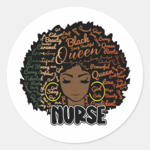 Afro Nurse Black Woman Nurse Afro American Runder Aufkleber