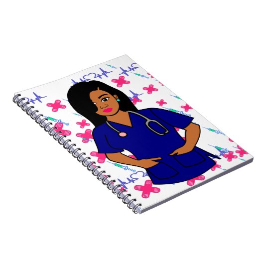 Afro Nurse Caregiver Registered Nurse Woman Notizblock (Rechte Seite)