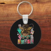 Afro Nurse Life Messy Bun Black African American N Schlüsselanhänger (Vorderseite)