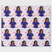 Afro Nurty Caregiver LPN RN Black Wrapping Paper Geschenkpapier (Flach)