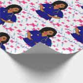 Afro Nurty Caregiver LPN RN Black Wrapping Paper Geschenkpapier (Ecke)