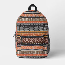 Afro Pop Brown Mudcloth Inspiriert Print Bedruckter Rucksack