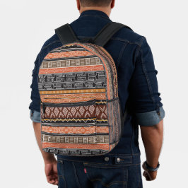 Afro Pop Brown Mudcloth Inspiriert Print Bedruckter Rucksack