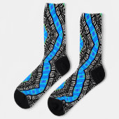 Afro Pop farbenfrohe schwarz-blaue Kente Socken (Linkes Detail)
