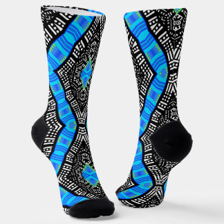 Afro Pop farbenfrohe schwarz-blaue Kente Socken