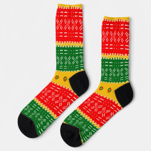 Afro-Pop farbenfroher Mudcloth-Designer-Druck Socken